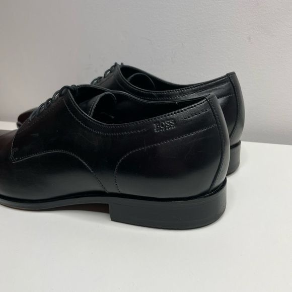 Hugo Boss Black Leather Lace Up Dress Oxfords Square Toe Formal Shoes Sz 11 - Picture 4 of 7